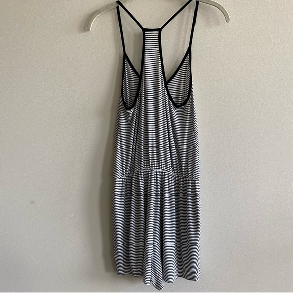 One Clothing Black and White Stripped V-neck Romper - Picture 2 of 7
